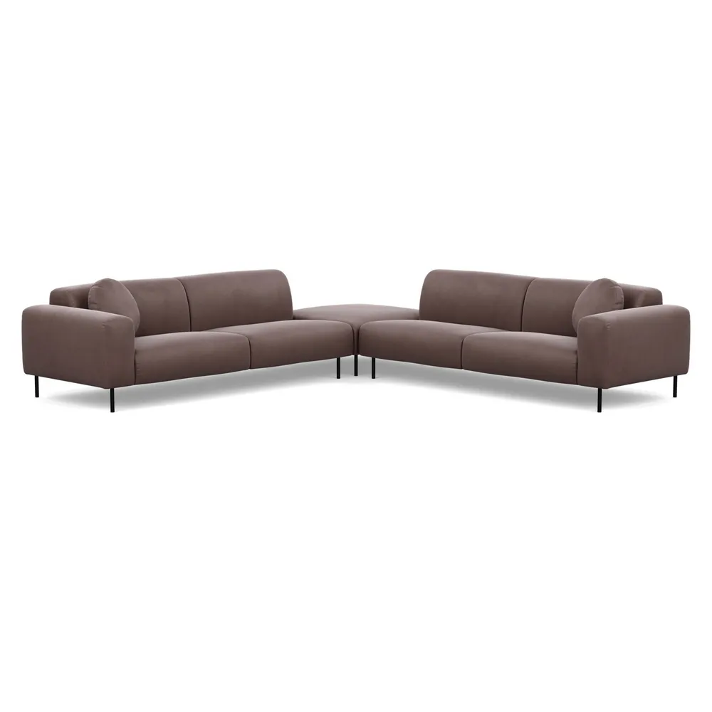 Heal's Luna Large Corner Sofa Marylebone Velvet Mocha Black Feet