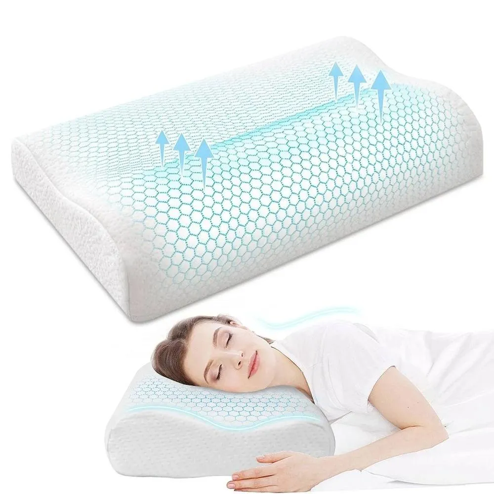 NESTLUNE Memory Foam Contour Cervical Neck Support Pillow in White