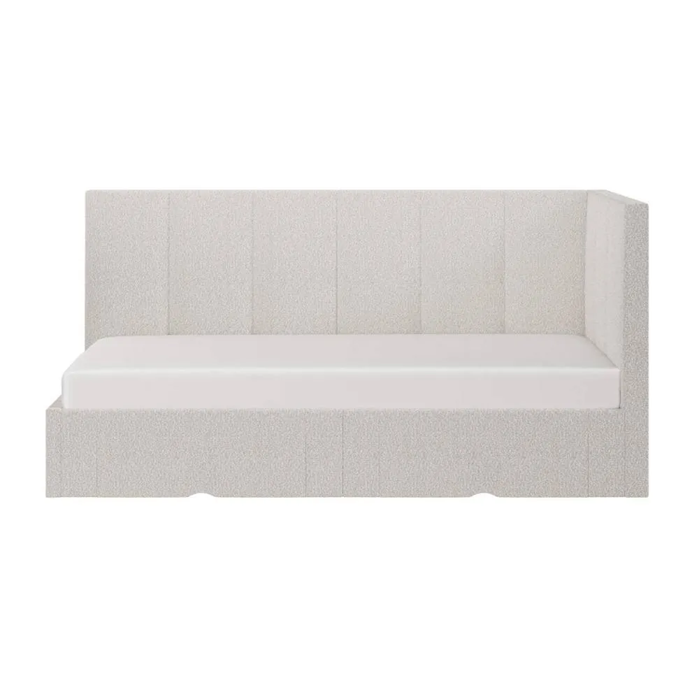 Flair Harley Corner Fabric Bed Frame with Storage Drawers in Beige 6