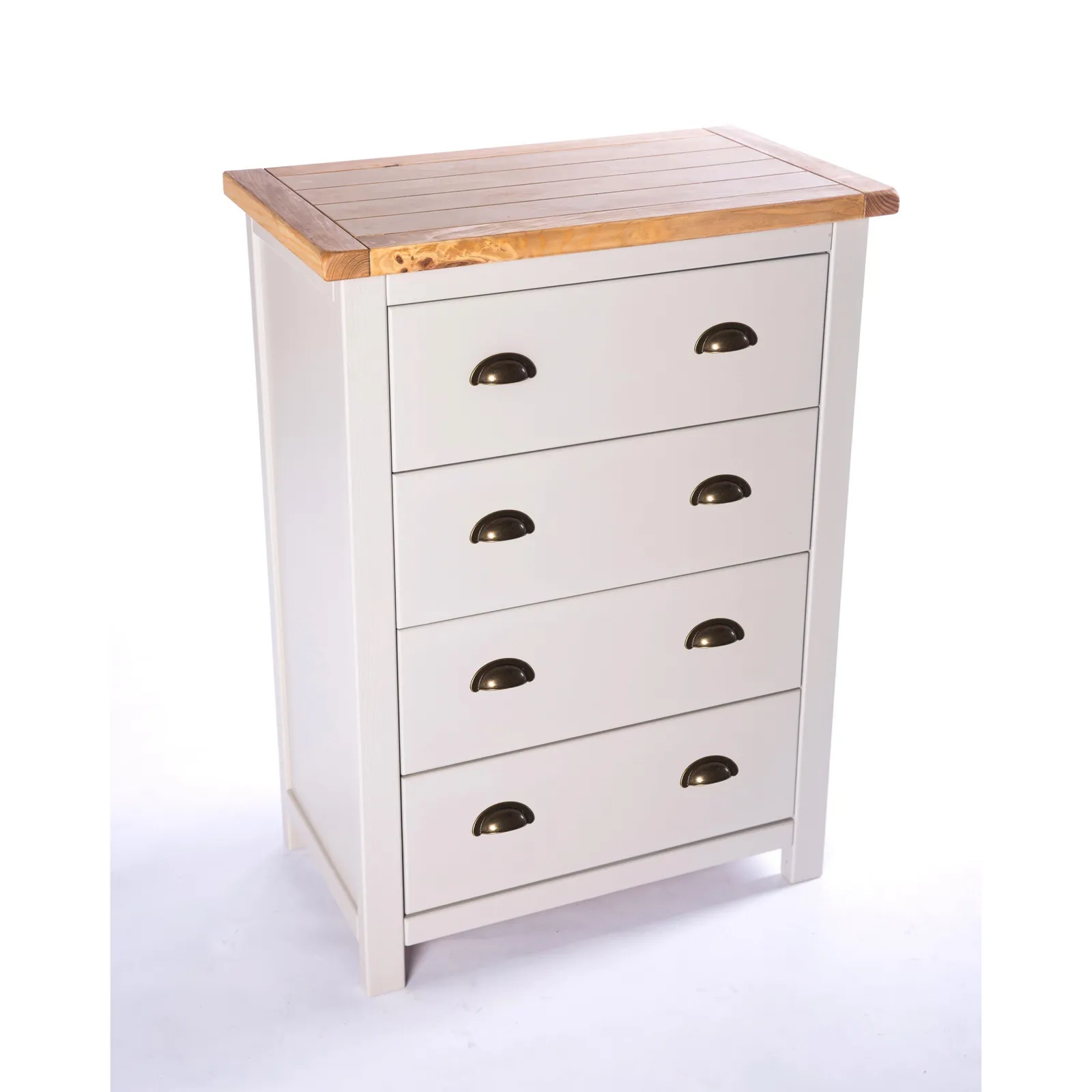 Cabinet Bits Argenta 4 Drawer Chest of Drawers Brass Cup Handle in Light Grey 3