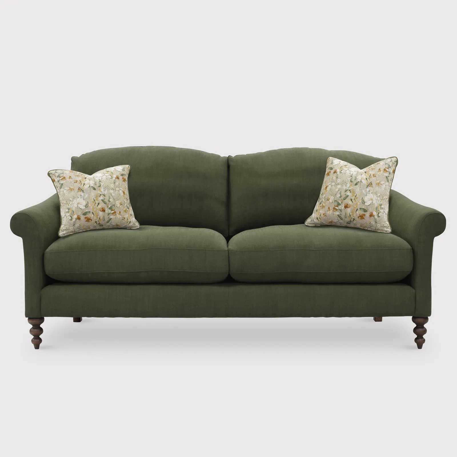 English Heritage Clover 26 Medium Sofa With Pre Set Scatters, Green | Barker & Stonehouse 1