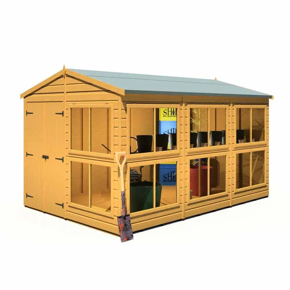 Shires Sun Hut 8 x 12 Feet Potting Shed - L357 x W244.8 x H222.5 cm in Brown 5