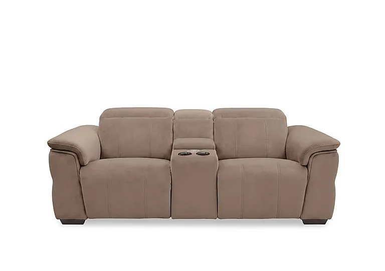 Fabric 3 Seater Power Recliner Sofa with Pop Up Light Console and Power Headrests - Manhattan Nutmeg - Sofas and Armchairs - In Time for Christmas