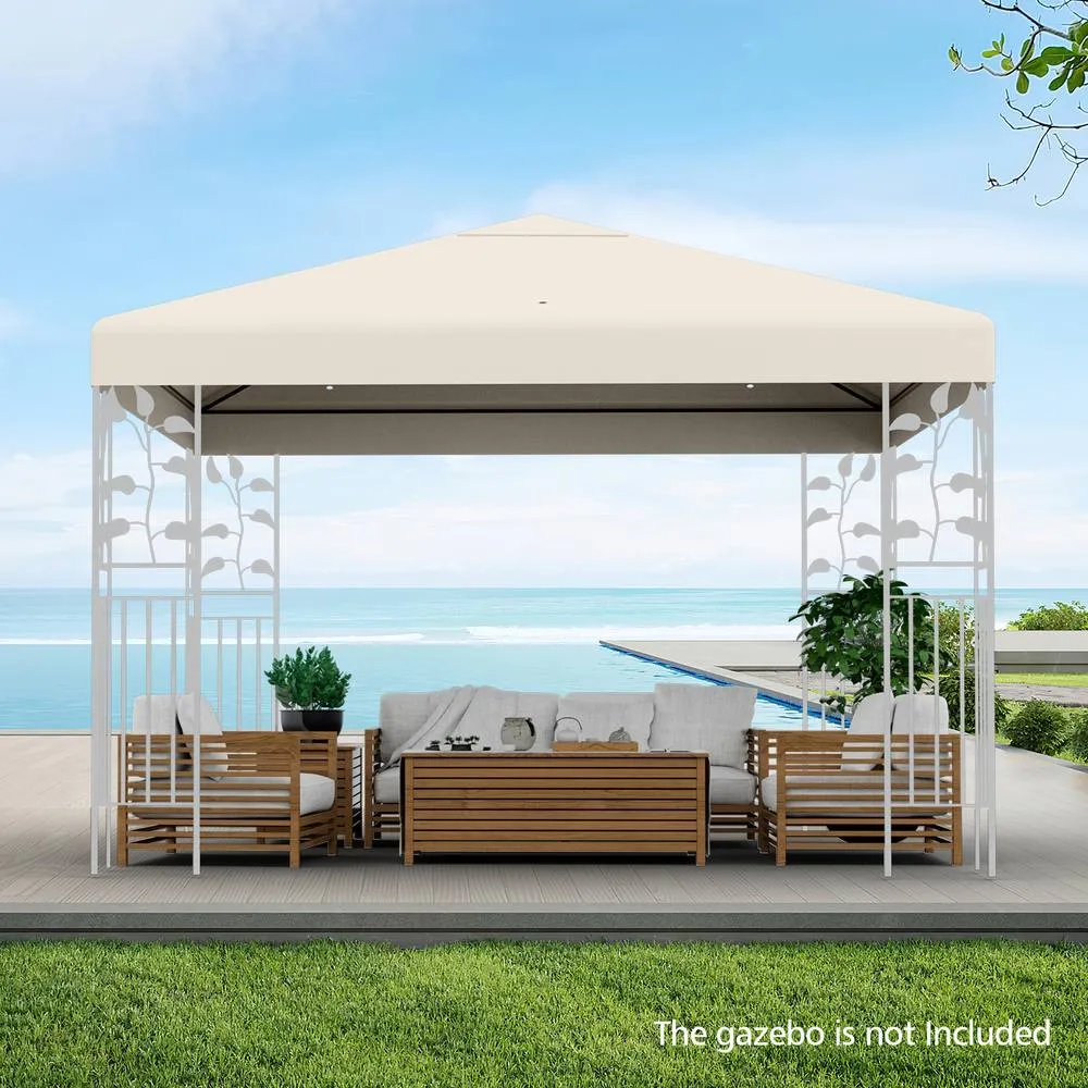 Costway Gazebo Replacement Canopy Top Cover Outdoor Patio Pavilion Cover in Beige 4