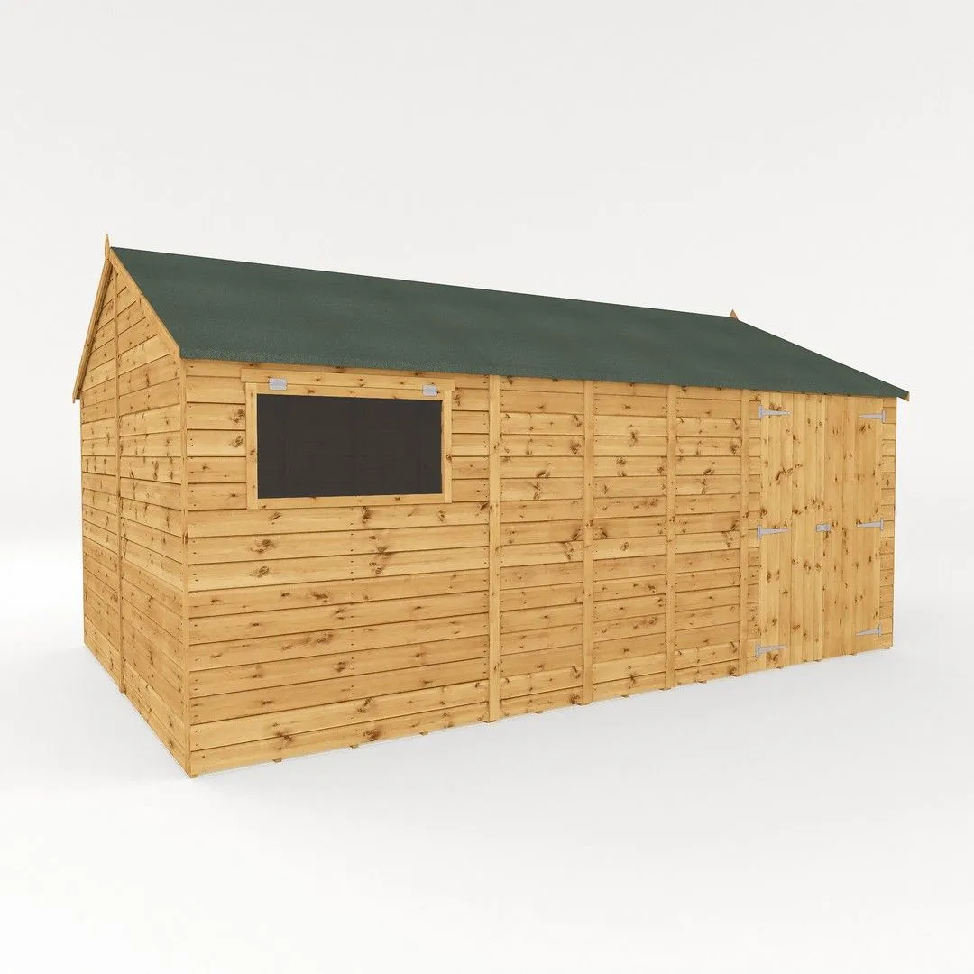 Mercia Premium Shiplap Reverse Apex Workshop - L322.7 x W487 x H250.3 cm in Brown