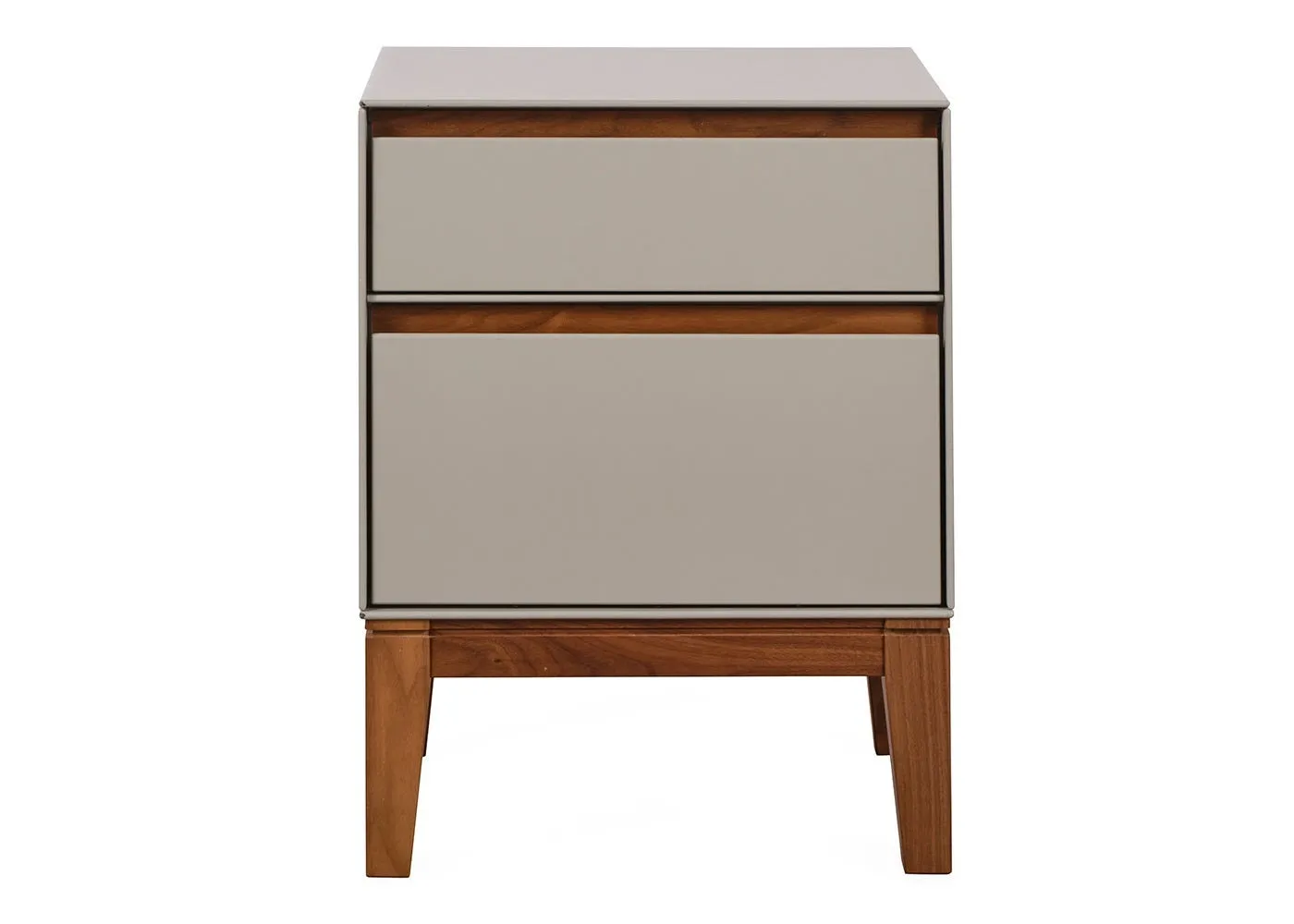 Heal's Lars Bedside Table Dove Grey & Walnut 1