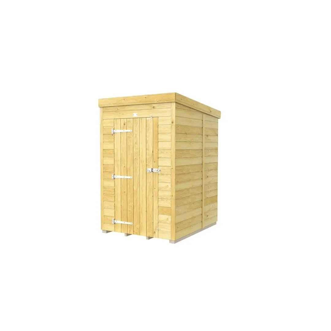 Buttercup Farm 4 x 5 Feet Pent Shed - Single Door W/ Windows - L147 x W127 x H201 cm in Brown 2