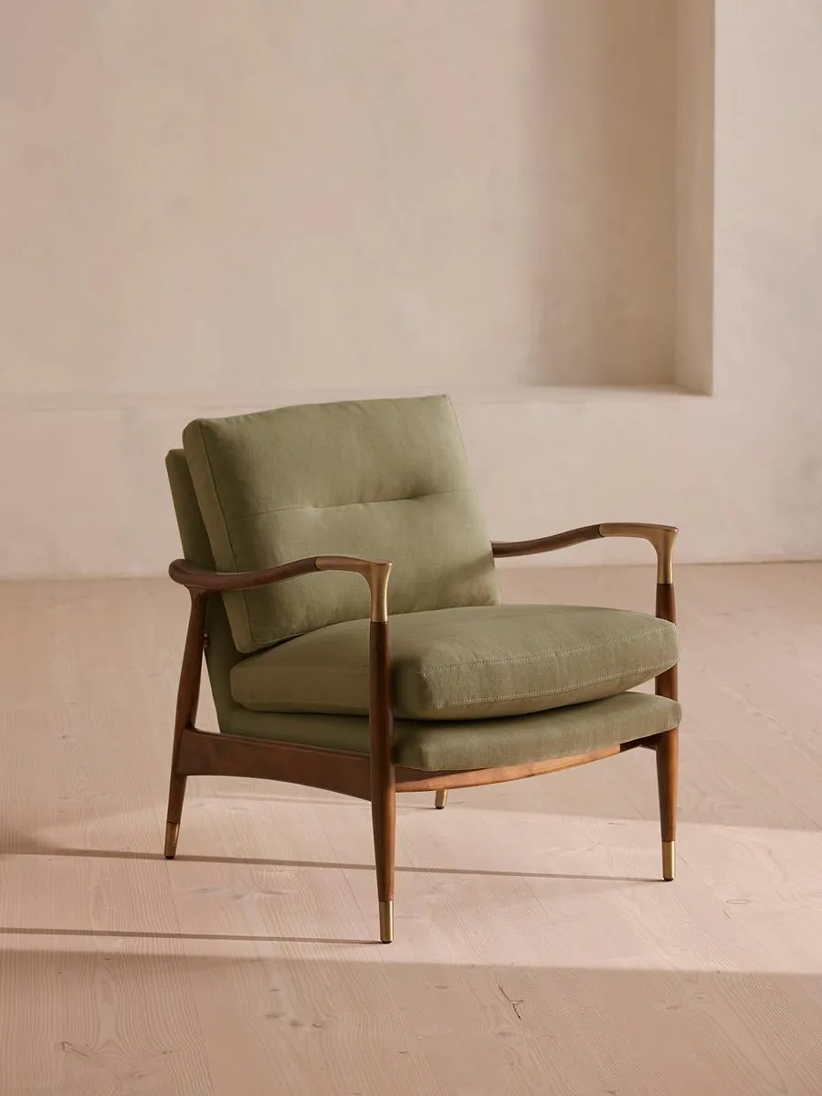 Theodore Armchair, Linen, Sage