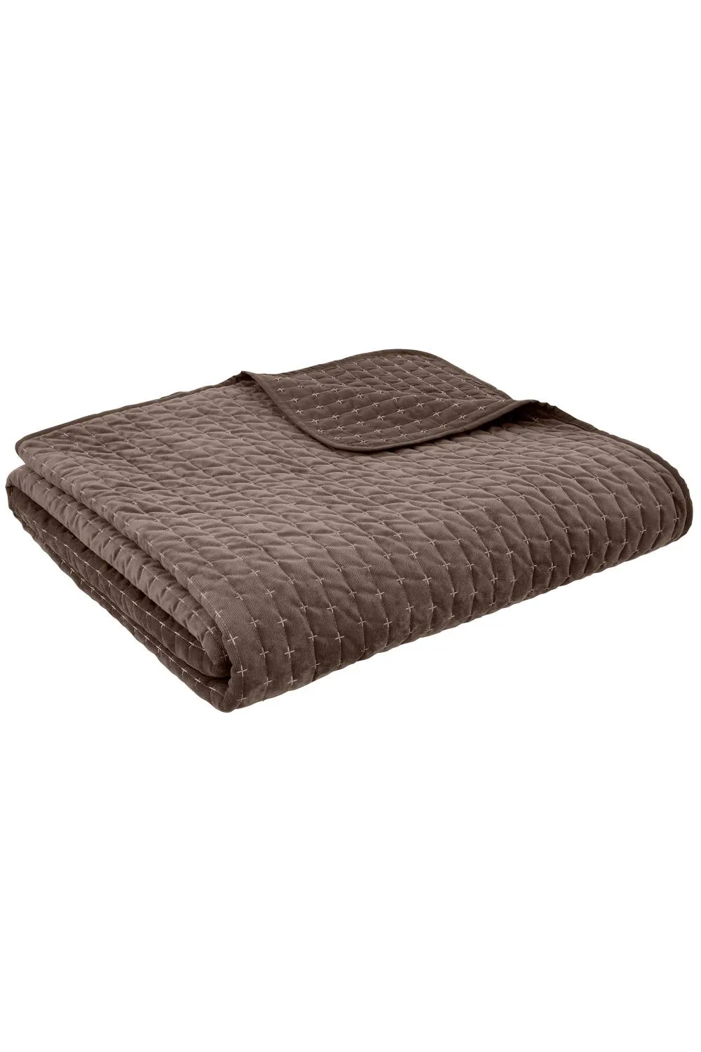 Bianca 'Attica Velvet' Embroidered Bedspread in Chocolate 3