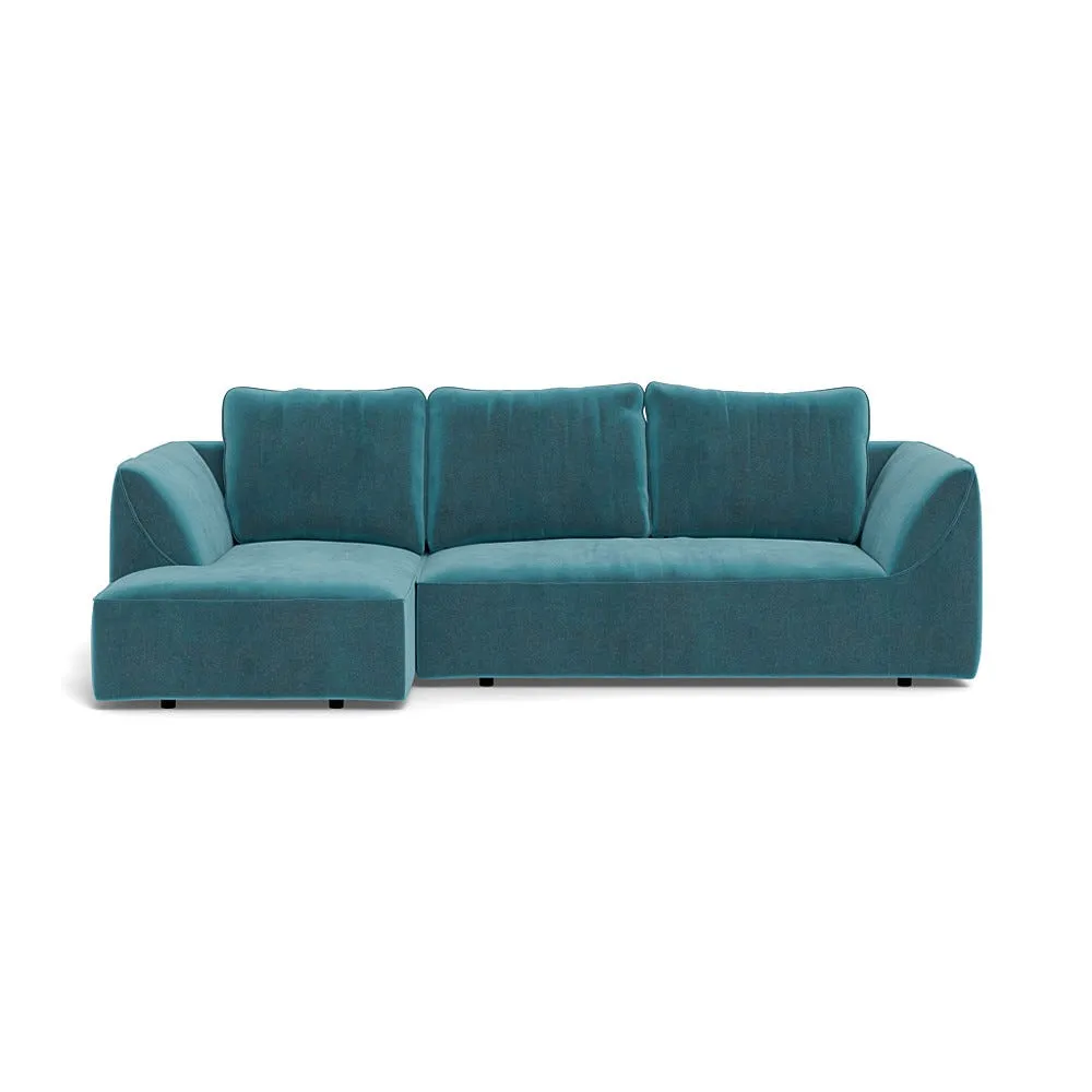 Heal's Morven Left Hand Facing Corner Chaise Sofa Smart Luxe Velvet Airforce Blue 1