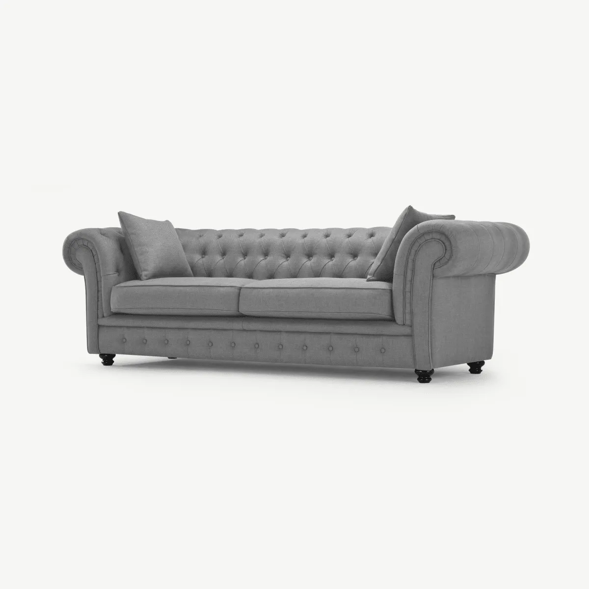 Branagh 3 Seater Chesterfield Sofa, Pearl Grey Fabric