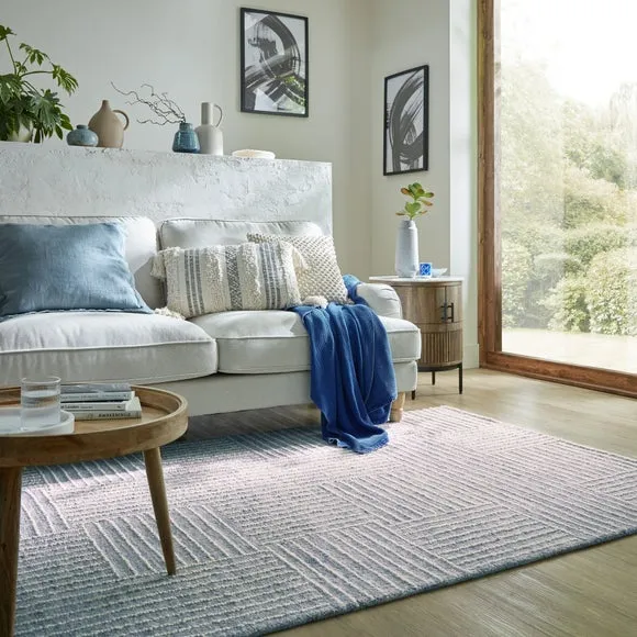 Abstract Check Wool Rug 1