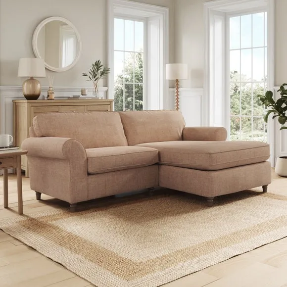 Flori Tonal Plush Chenille Corner Chaise Sofa 1