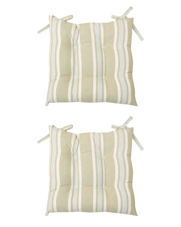 Dibor Set of 2 Traditional Striped Outdoor Chair Seat Pads Garden Furniture Cushions L40cm x W40cm in Grey 2
