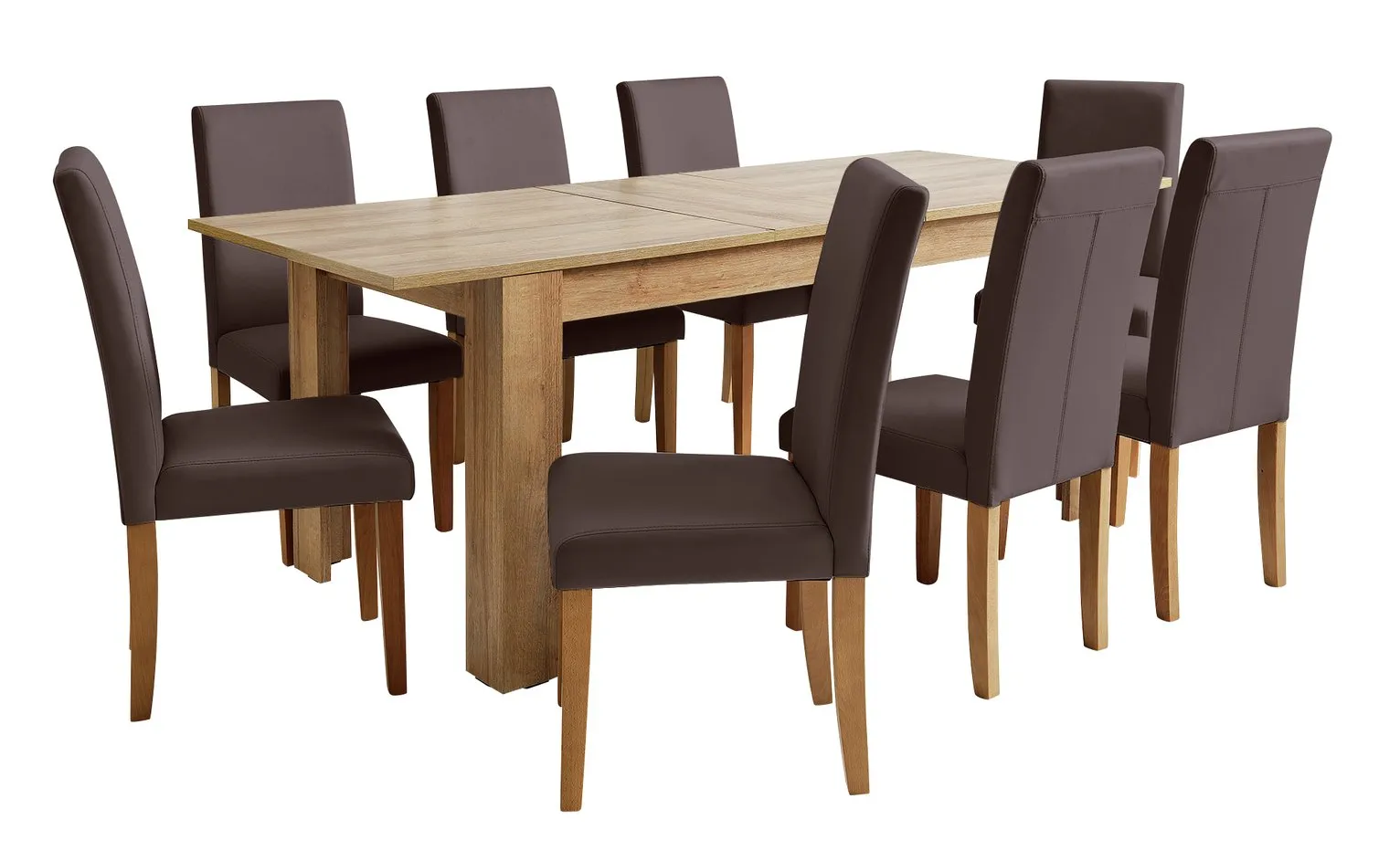 Argos Home Miami XL Extending Table & 8 Chocolate Chairs