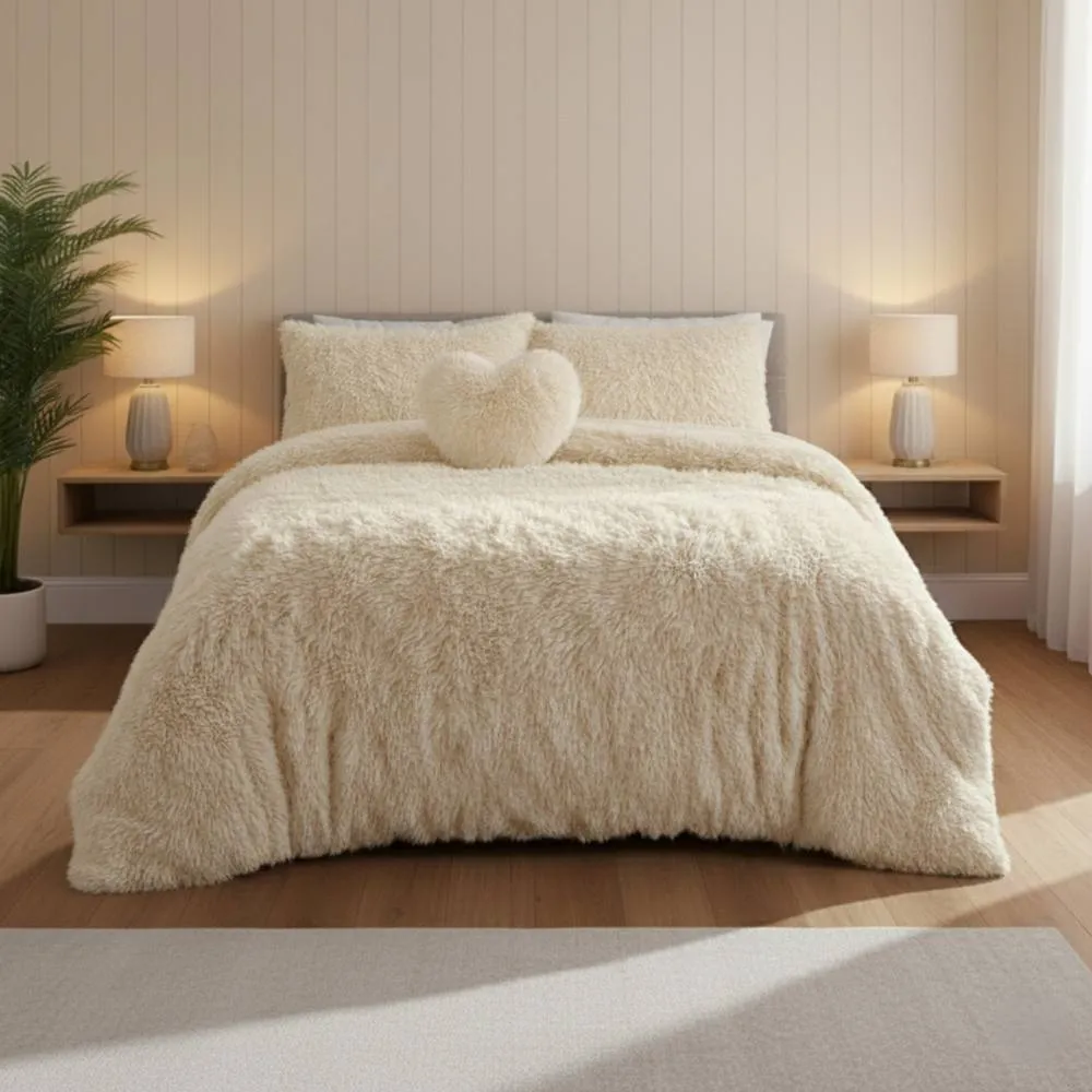 Snug City Super Fluffy Duvet Cover Ultra Soft, Cloud-Like Comfort Snug Sleep in Cream