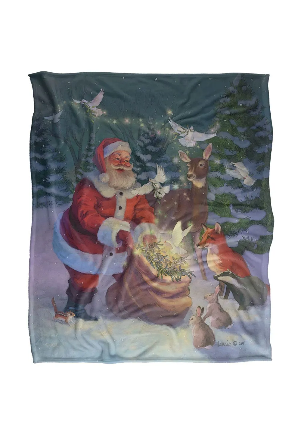 JQ Licensing Lc Christmas Santa Peaceful Gifts Silky Touch Super Soft Throw Blanket 152 X 127 cm in White