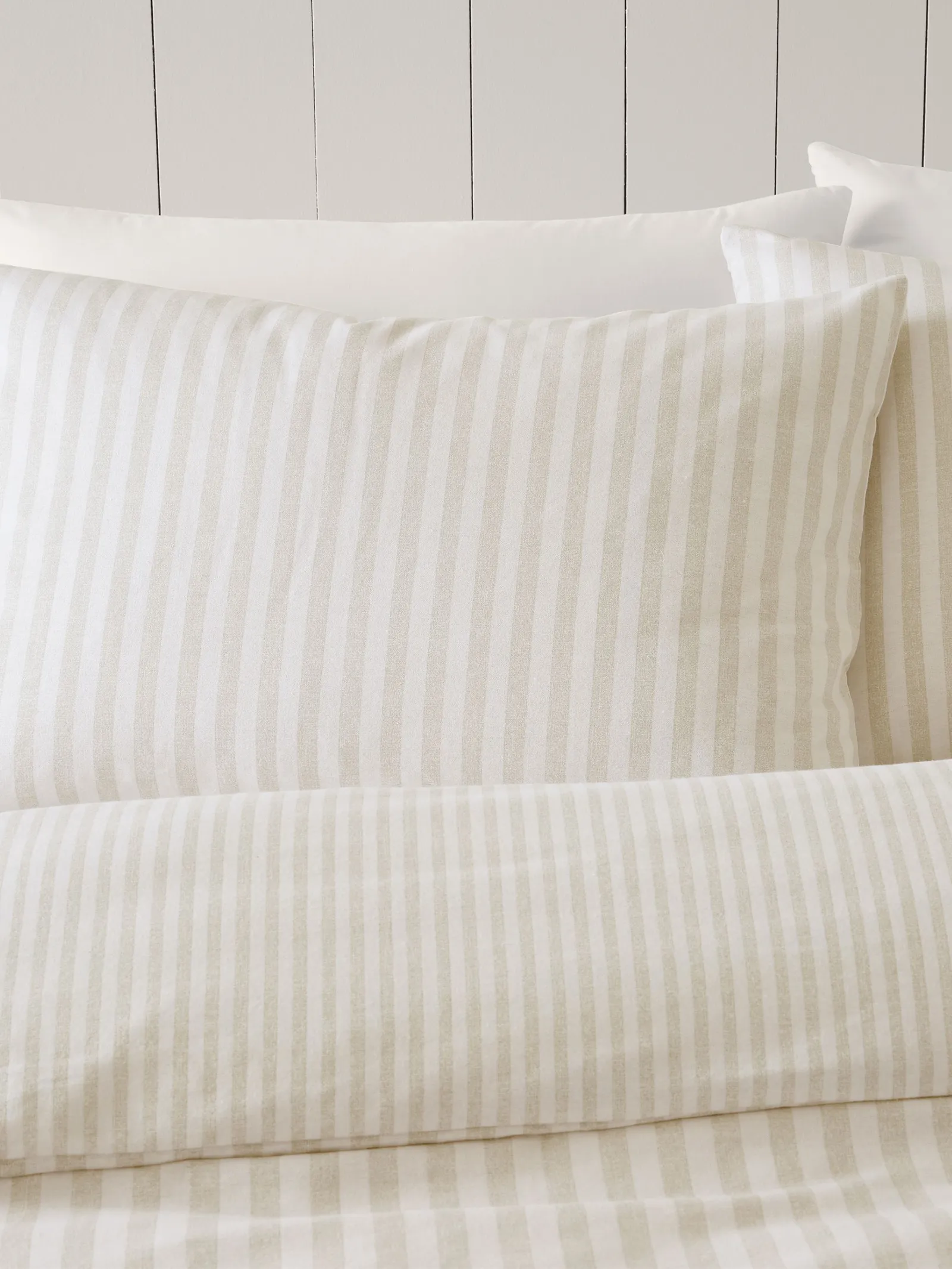 Catherine Lansfield Brushed Stripe 100% Cotton Duvet Cover Set in Natural 3