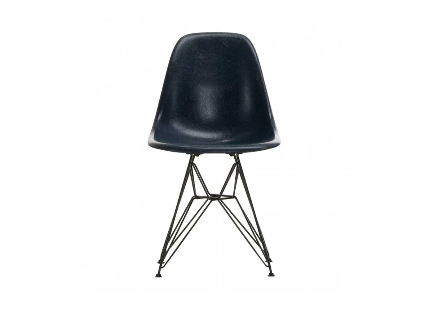 Vitra Eames Fibreglass Chair DSR Eames Navy Blue 30 Basic Dark Powder Coated Base 05 Glides