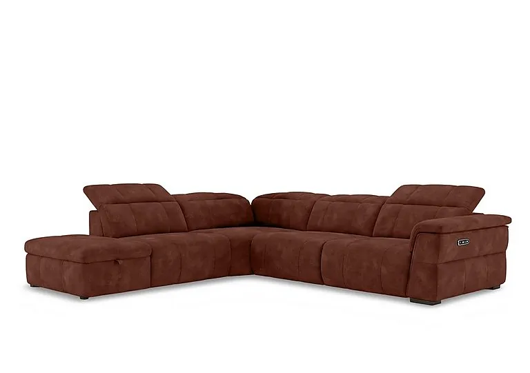 Inca Fabric Power Recliner Left Hand Facing Corner Sofa with Power Headrests and Storage Chaise End - Manhattan Burnt Sienna - Sofas and Armchairs - In Time for Christmas