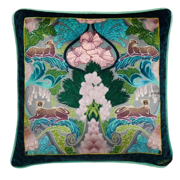Suburban Jungle Teal Cushion 43cm x 43cm 3