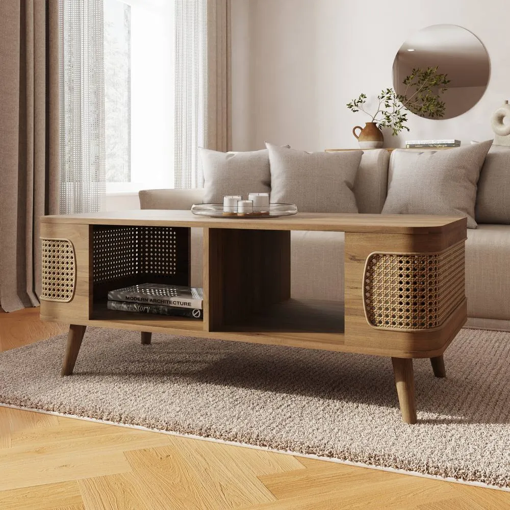 GFW Sorrel Rattan Coffee Table in Brown 2