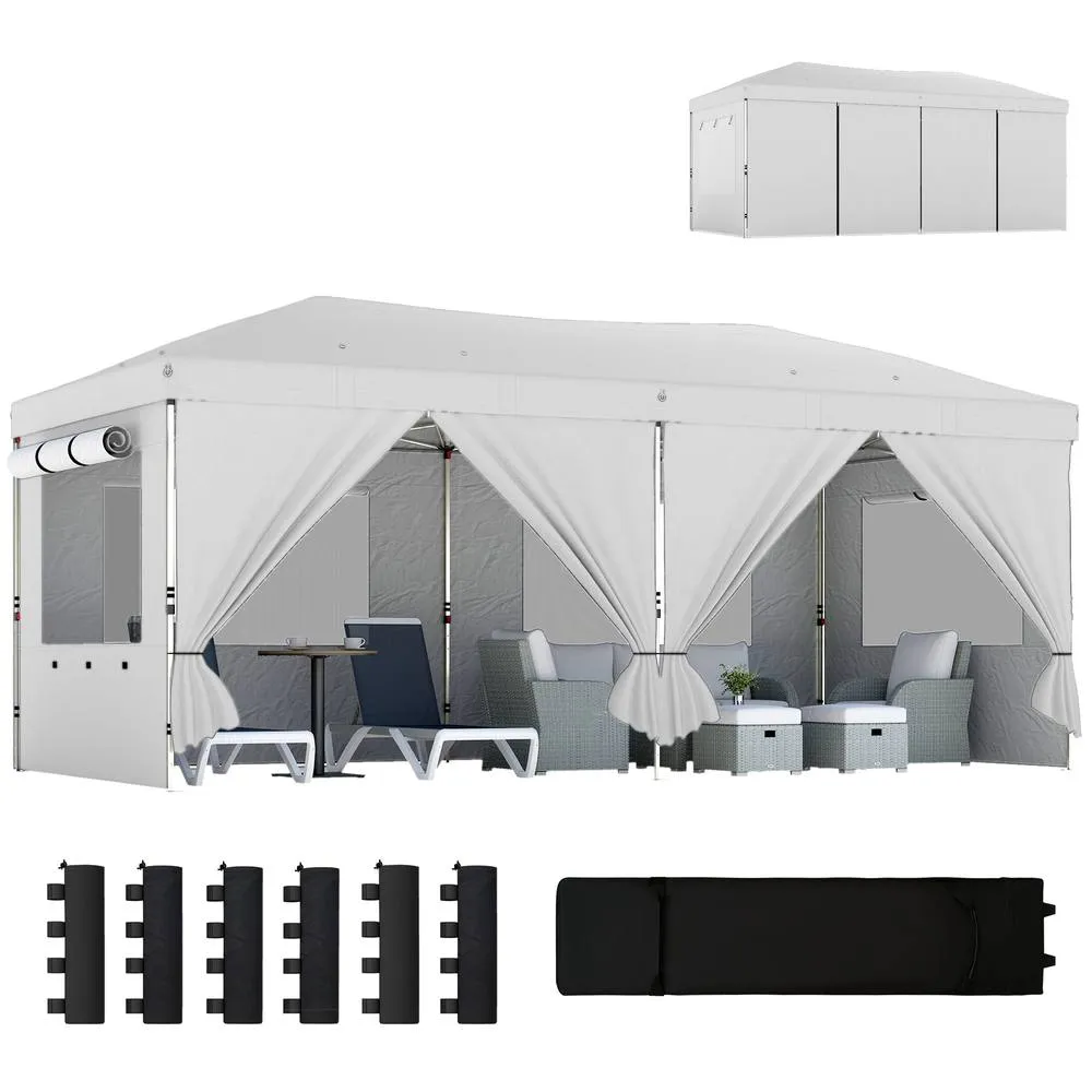 OUTSUNNY 3 x 6 m Pop Up Gazebo, UPF50+ Wedding Party Tent Marquee in White 2