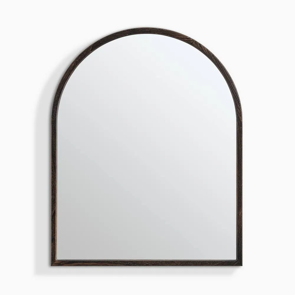 FurnitureboxUK Valerie Walnut Wood Medium 100x80cm Overmantle Arch Mirror 3