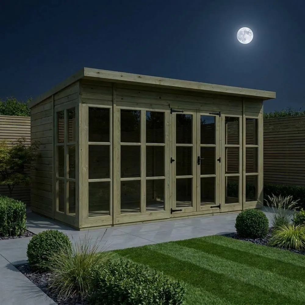 Buttercup Farm 16ft x 10ft Georgian Pent Summer House - Pressure Treated Timber in Brown 3