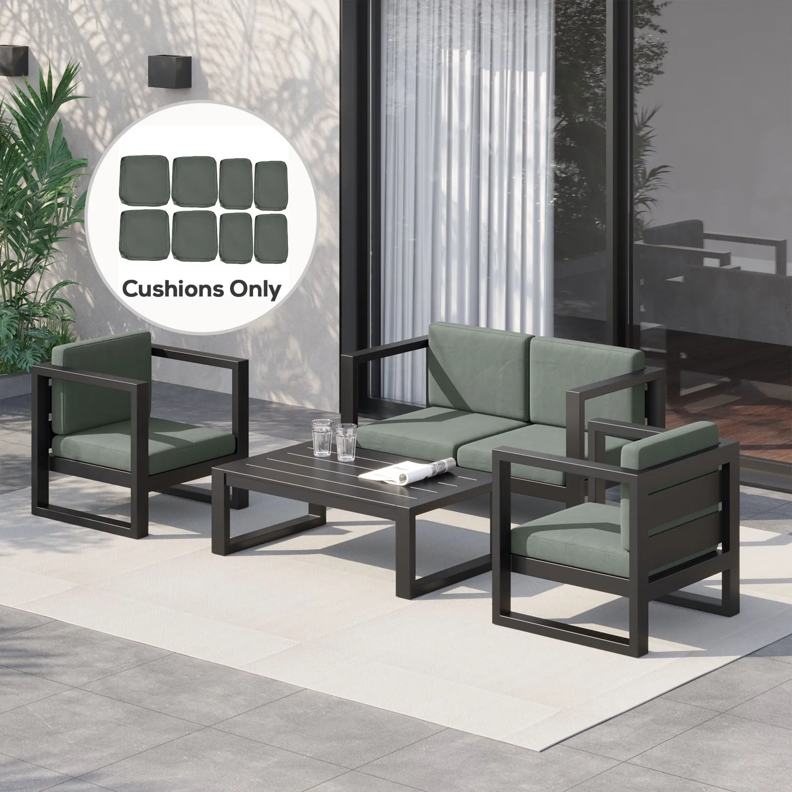 OUTSUNNY Cushion Cover Replacement Garden Rattan Patio Furniture Seat Cover in Dark Grey