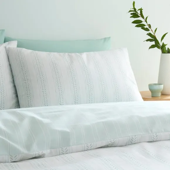 Leaf Stripe Polycotton Duvet Cover & Pillowcase Set 2