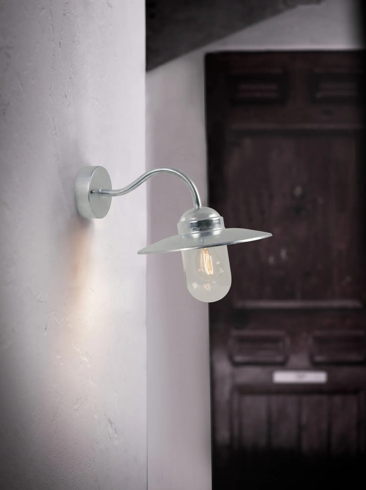 Nordlux Luxe Outdoor Wall Light Silver Galv Steel Garden E27 IP54 Mains 3