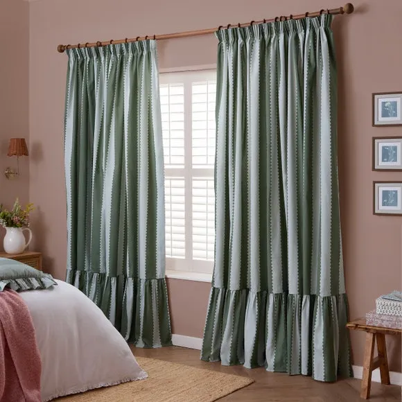 Furn. Birdie Stripe Pencil Pleat Curtains 1