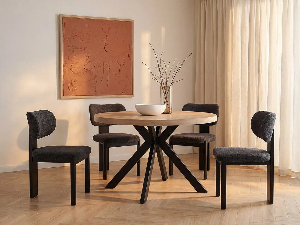 Vente-unique 4 - 8 Seater Extendable Dining Table - MDF & Steel - Natural and in Light Oak 3