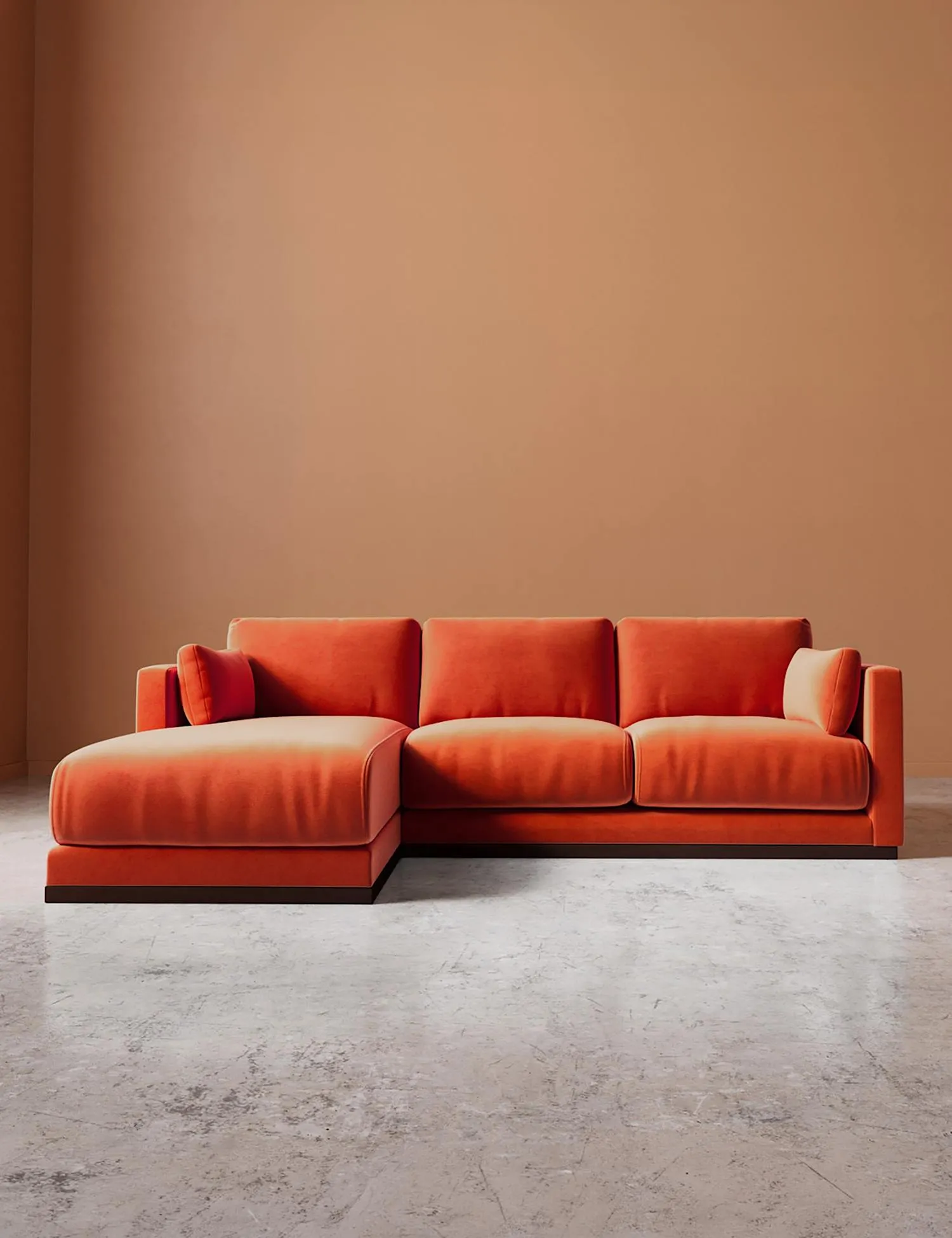 Swoon Easy Velvet Left Corner Sofa Orange