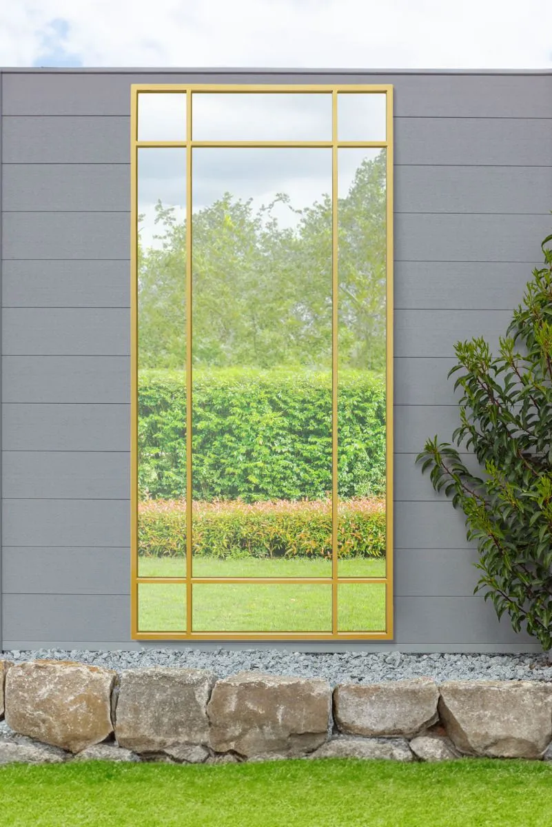 MirrorOutlet Gold Contemporary Wall & Leaner Garden Mirror 71"x 33" 180x85cm