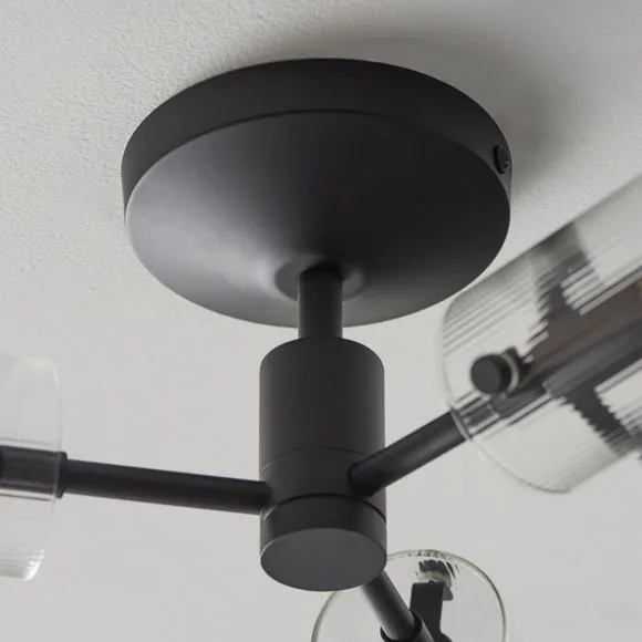 Sterling Ribbed 3 Light Semi Flush Ceiling Light 4