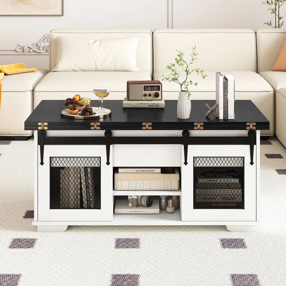 Costway Lift Top Coffee Table 105CM Farmhouse Center Table 6