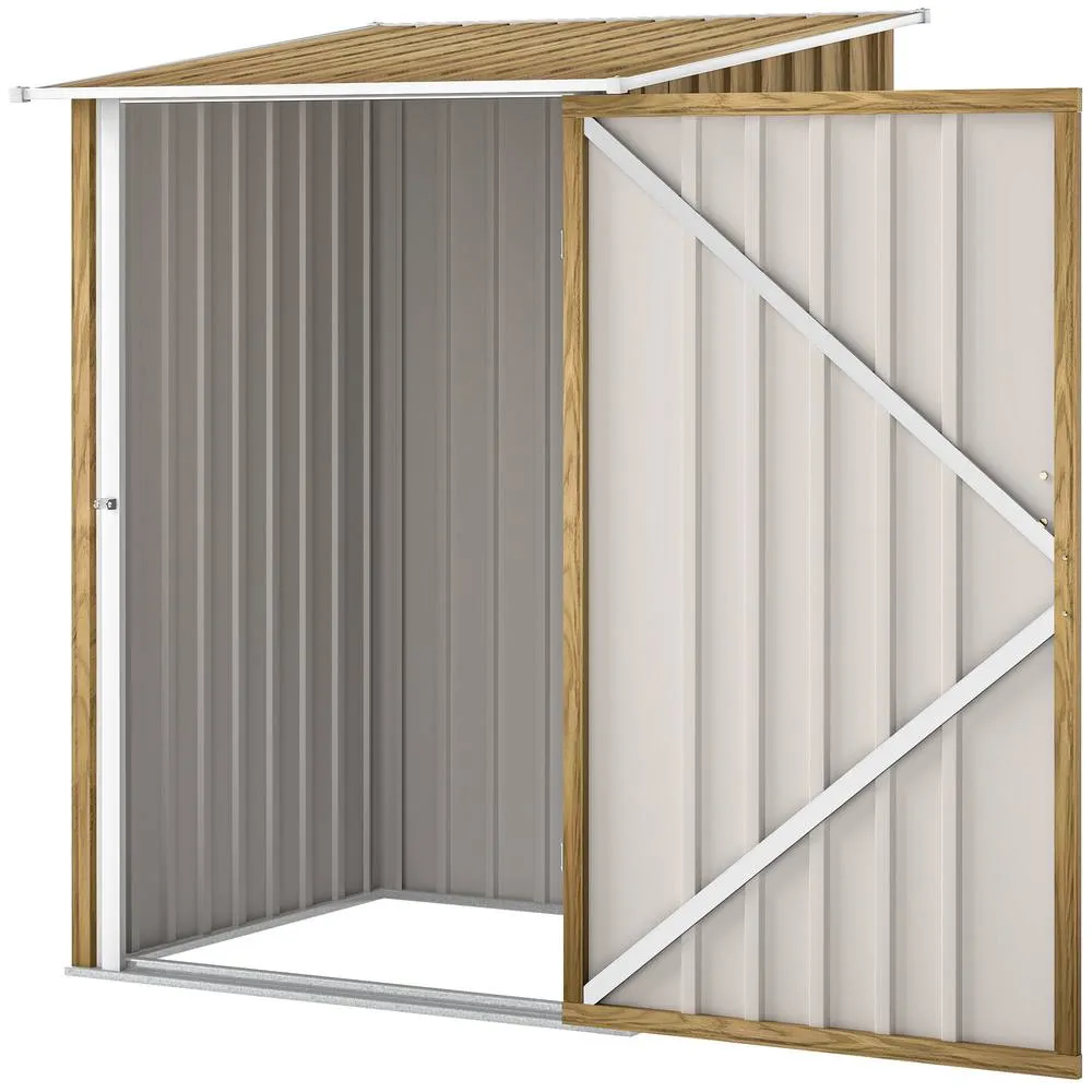 OUTSUNNY 3.3ft x 3.4ft Outdoor Storage Shed Steel Garden Shed w/ Lockable Door in Brown