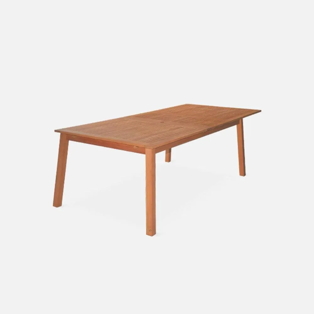 sweeek 10 To 12-seater Extendable Wooden Garden Table in Light Brown 4