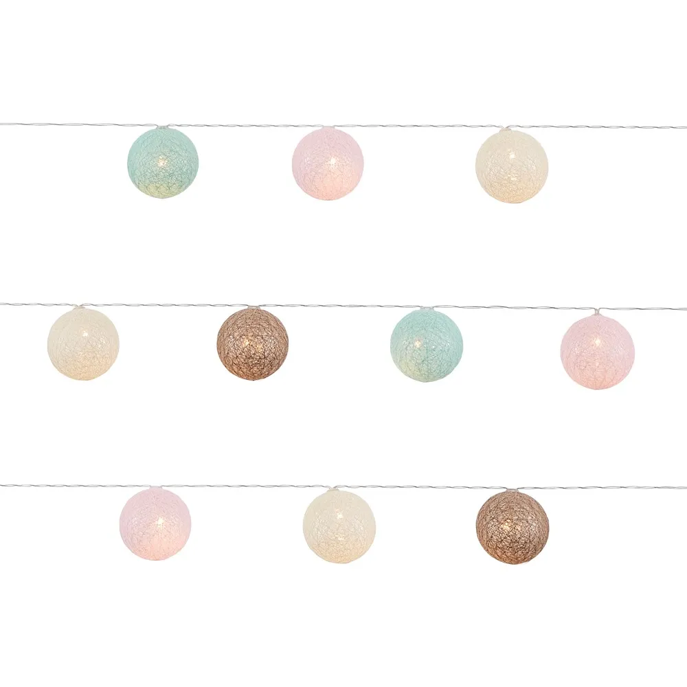 Glow LED Pom Pom String Lights, Multi Coloured
