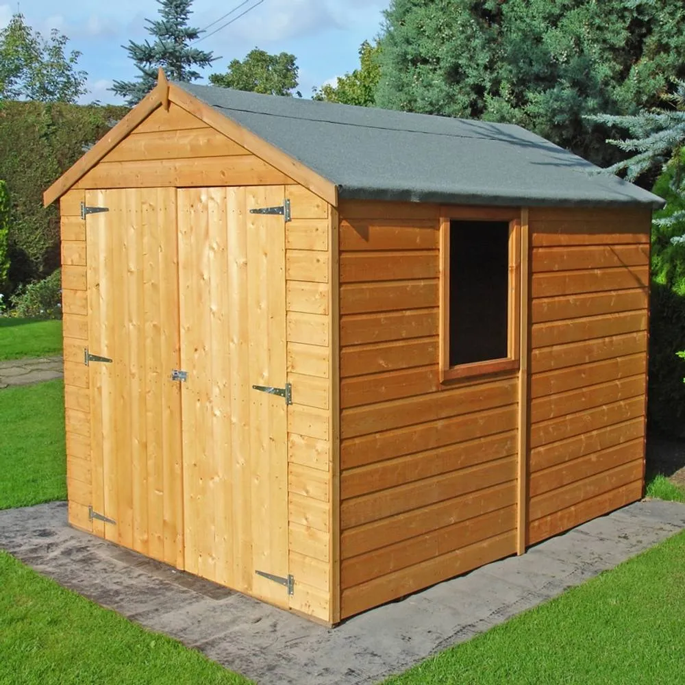 Shires Warwick Double Doors Tongue & Groove Garden Shed Workshop 8x6 ft in Brown