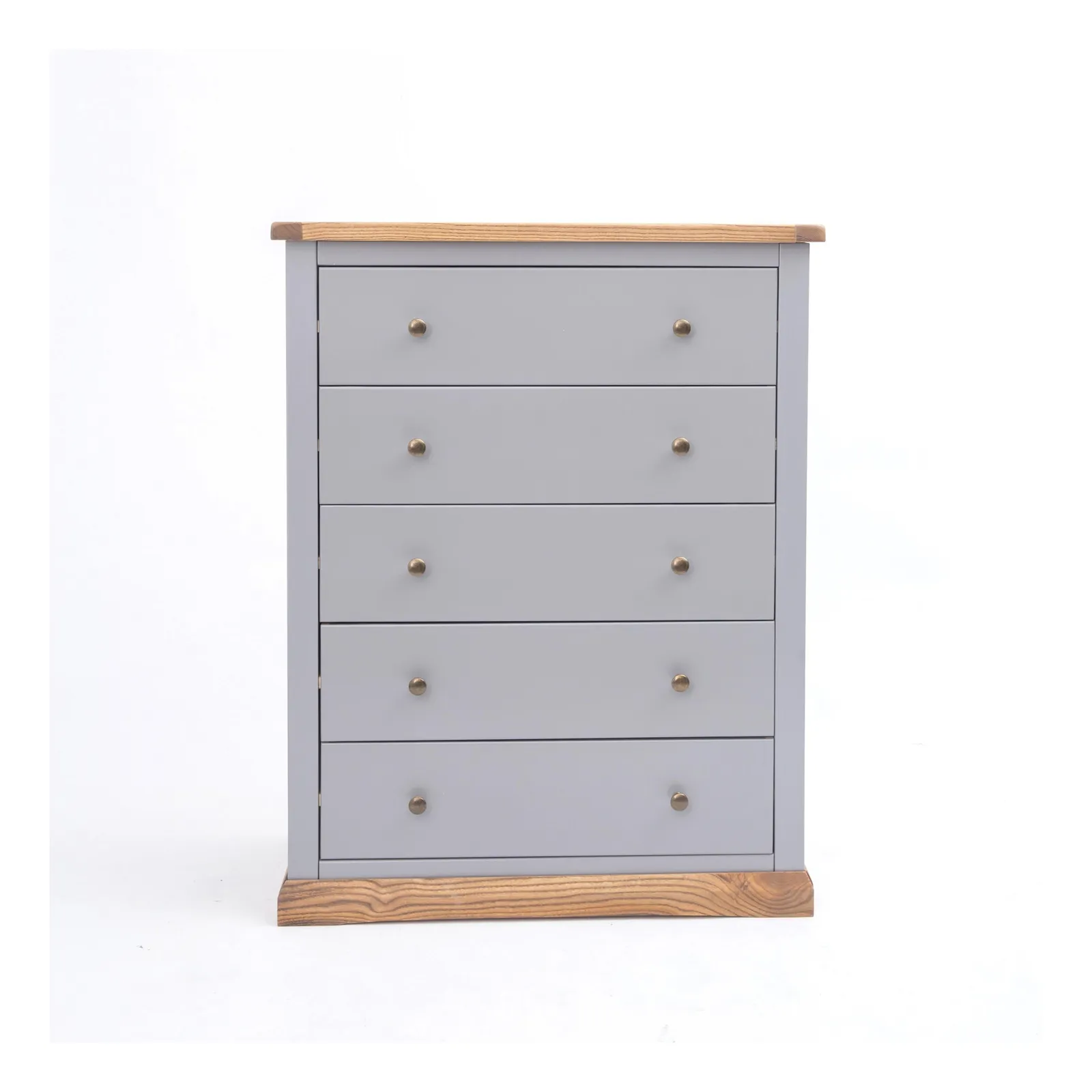 Cabinet Bits Bicarri 5 Drawer Chest of Drawers Brass Knob in Grey