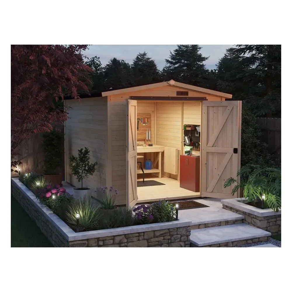Dunster House Tubby Log Cabin Work Shed 8x9 ft (2.4x3.0m) with Superfelt Roof in Natural 4