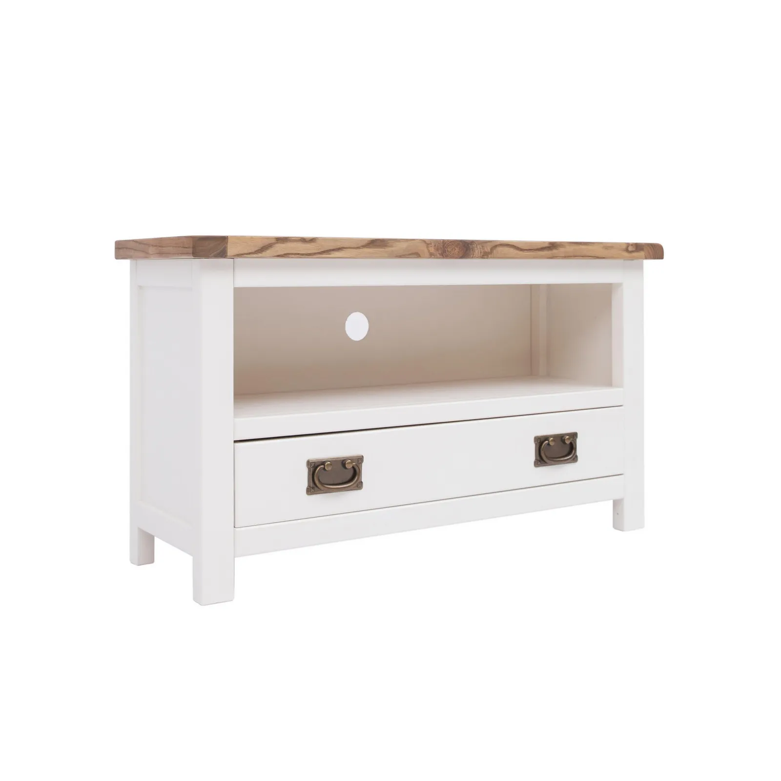 Cabinet Bits Lovere Off-White 1 Drawer TV Cabinet Brass Drop Handle 2