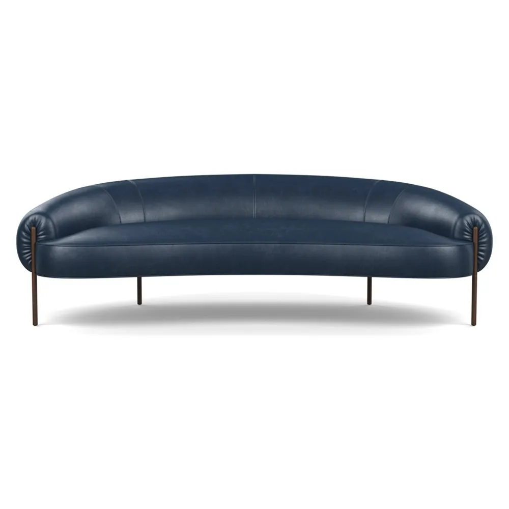 Heal's Isola 3 Seater Sofa Leather Stonewash Navy Blue 279 Bronze Feet 1