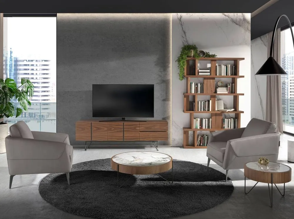 Angel Cerda Walnut Veneer Shelving Unit, Irregular Bookcase 4