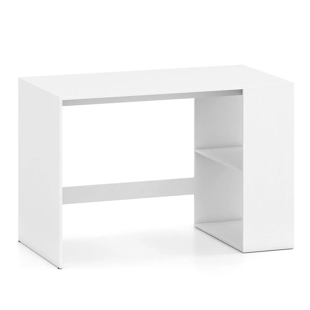 Costway Modern Writing Desk 2 Storage Shelves Computer Workstation White/Natural in White