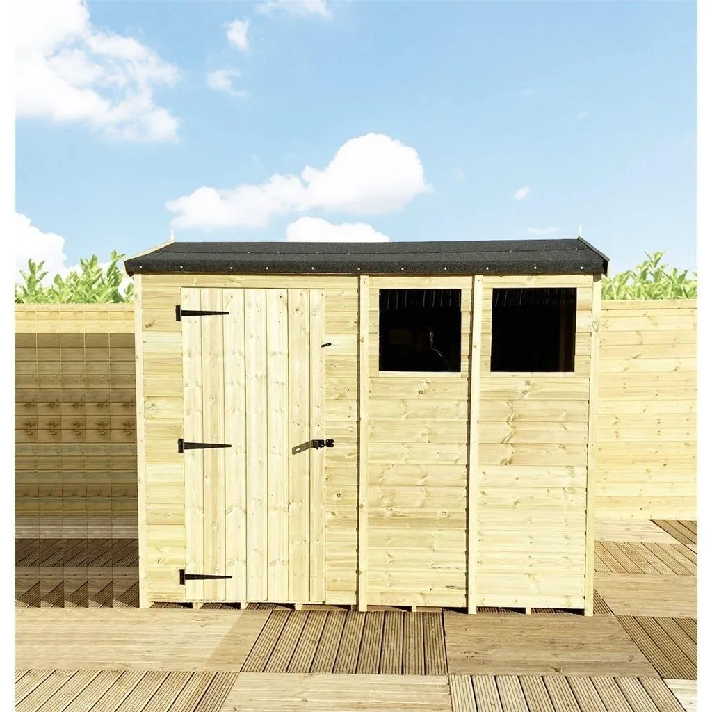 Marlborough 14 x 8 Pressure Treated High Eaves Reverse Apex Shed with Single Door in Natural 3