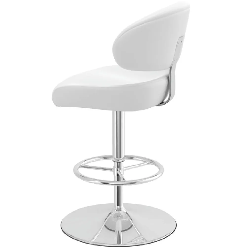 netfurniture Jamaica Height Adjustable Bar Stool White PVC Padded Seat 6